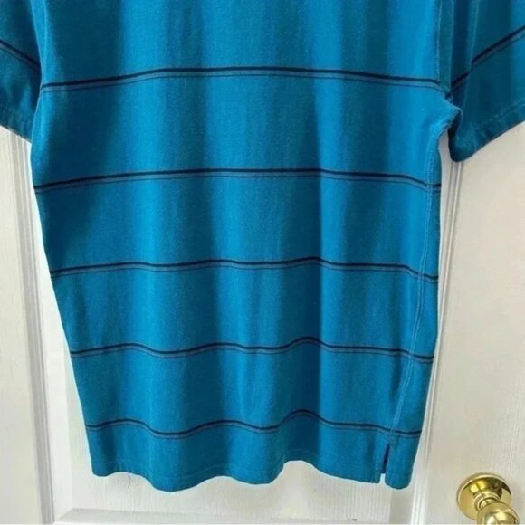 AdiXion Mens Polo Shirt Short Sleeves Green with Black Stripes Size Medium - Picture 7 of 13